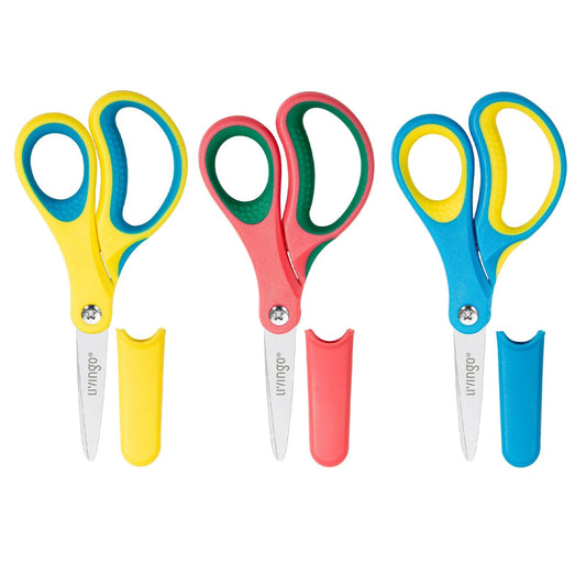 LIVINGO 5-inch kids scissors with pointed tip for precise craft cuts.