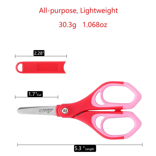 LIVINGO blunt kid scissors ergonomic-handles support comfortable grip during crafts.