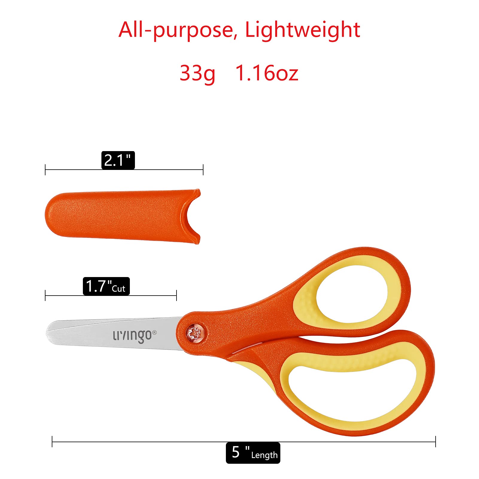 Livingo left/right handed kids scissors with cushioned handles for comfortable use.