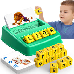 LIWIN LET'S GO! matching letter game tray with cubes for early spelling practice.