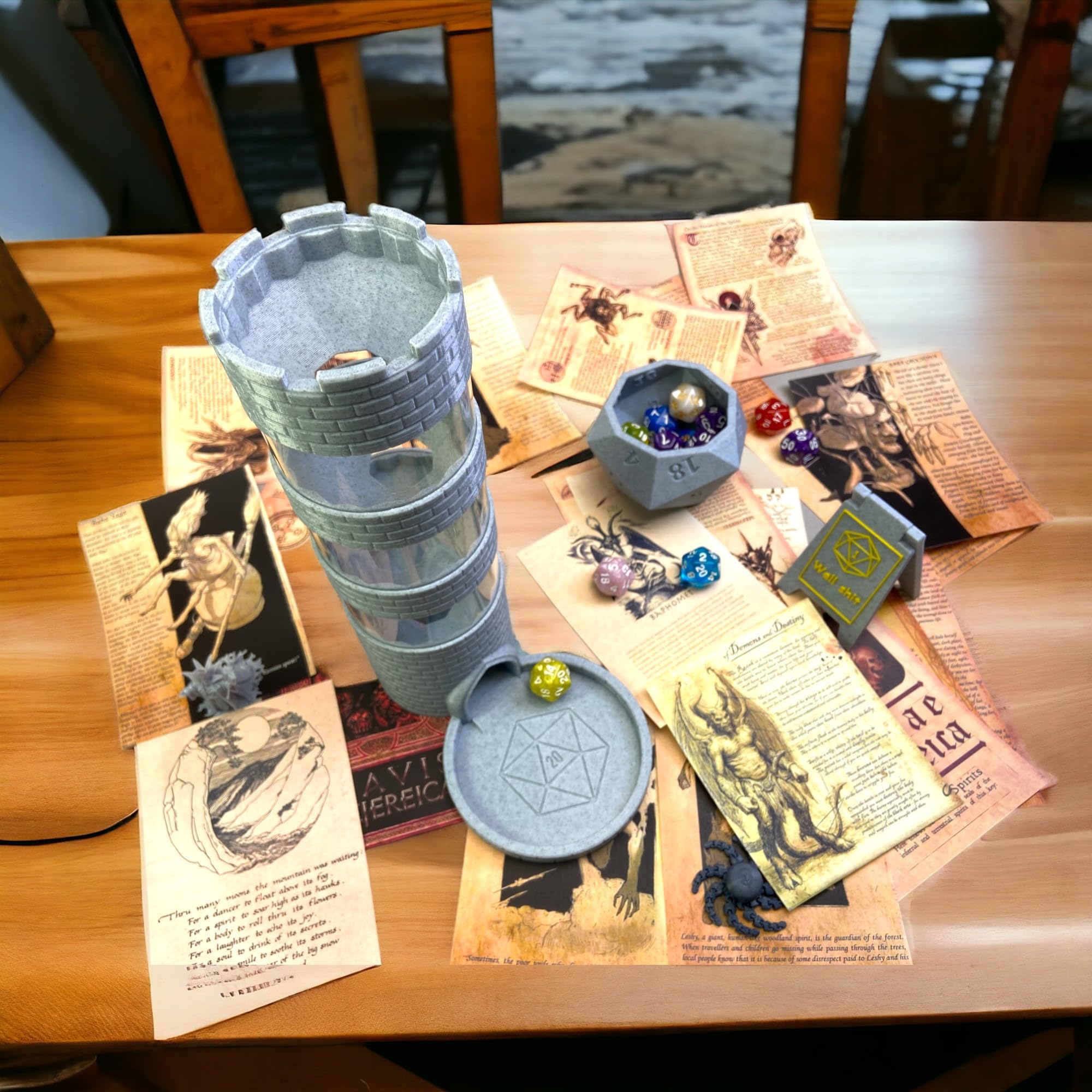 Lixusia Castle Dice Tower stands tall at 9.45 inches on the table