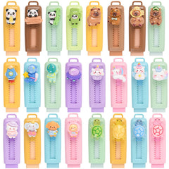 LiYiQ 24-pack retractable erasers with patterns for clean pencil correction.