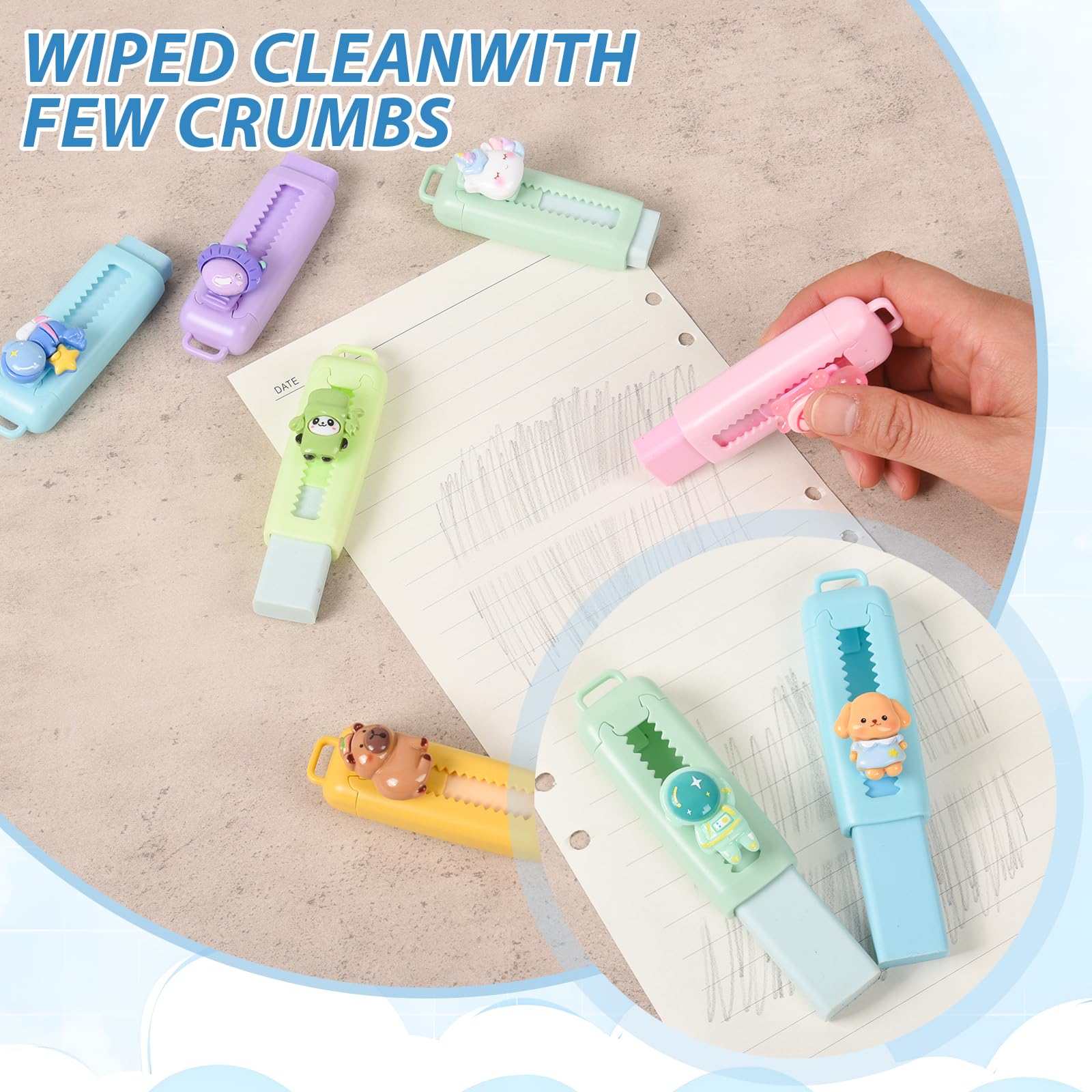 LiYiQ cute cartoon tops add charm to drawings while erasing neatly.
