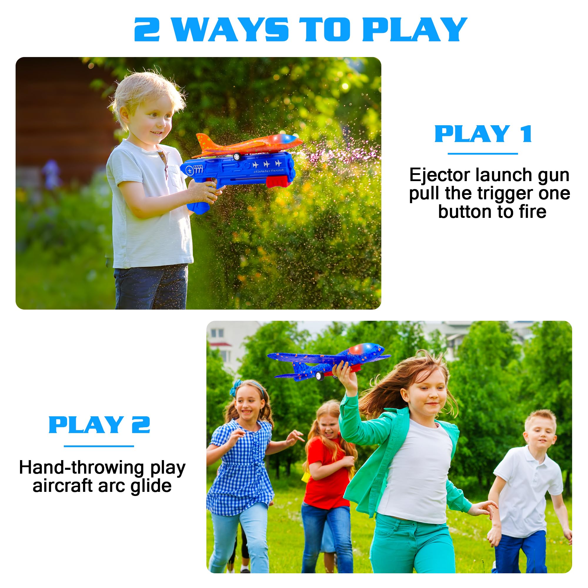 LJZJ orange glider plane with launcher for active indoor or outdoor fun