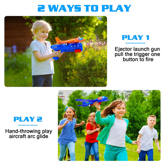 LJZJ orange glider plane with launcher for active indoor or outdoor fun