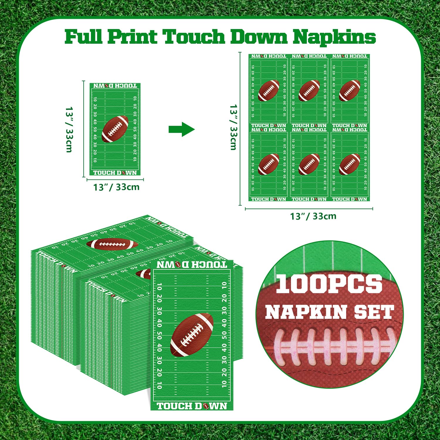 LKITMIUT football napkins-colors-contrast demonstrates vibrant colors.
