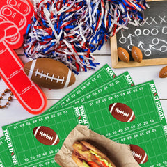 LKITMIUT football napkins-event-ready scene with guests.