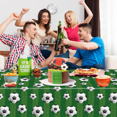 LKTMIUT four-pack tablecloths shown on a large rectangular table for full coverage.