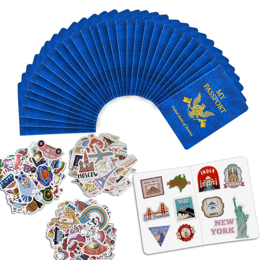 Llamau blue passport book cover for kids travel pretend play