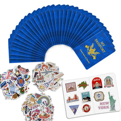 Llamau blue passport book cover for kids travel pretend play