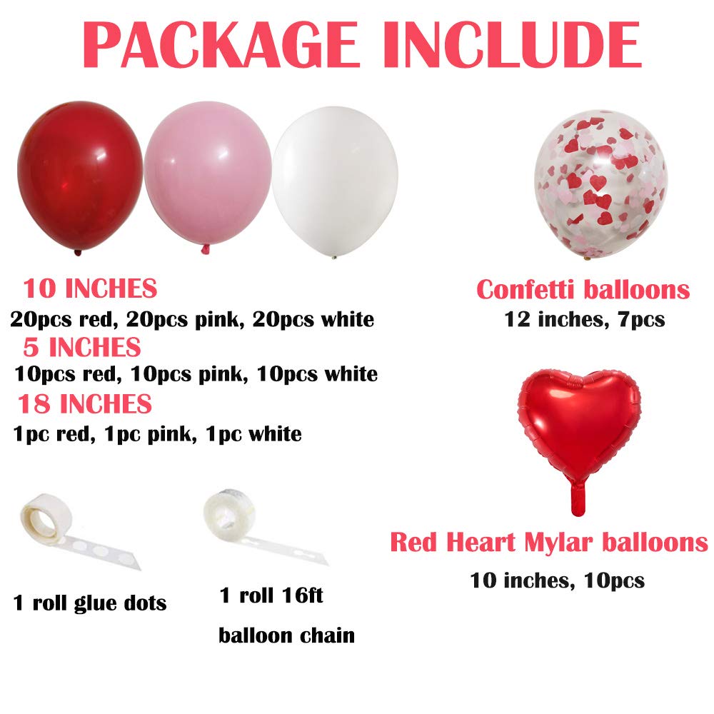 LLHFLY 10-inch latex balloons in red pink and white for versatile decor