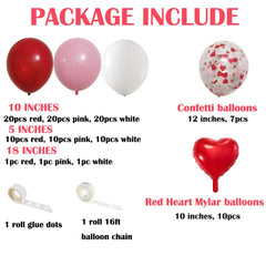 LLHFLY 10-inch latex balloons in red pink and white for versatile decor