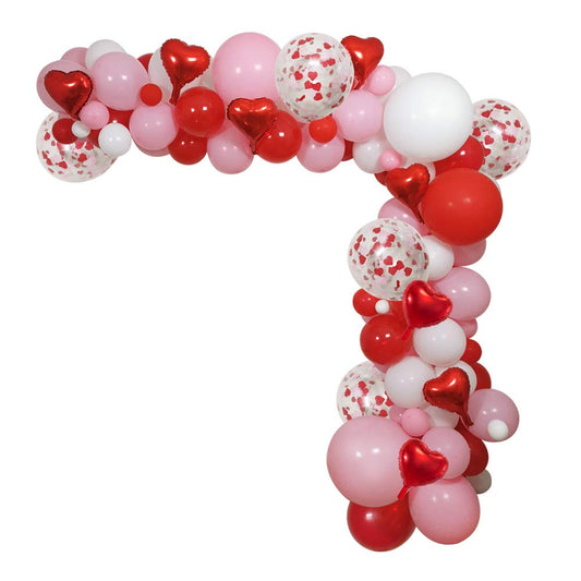 LLHFLY Valentines arch kit creates a stunning entry with red, pink, and white balloons