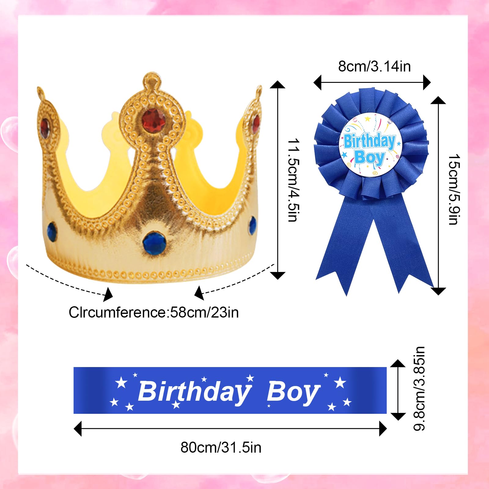 LLMSIX birthday sash with silver letters for clear visibility