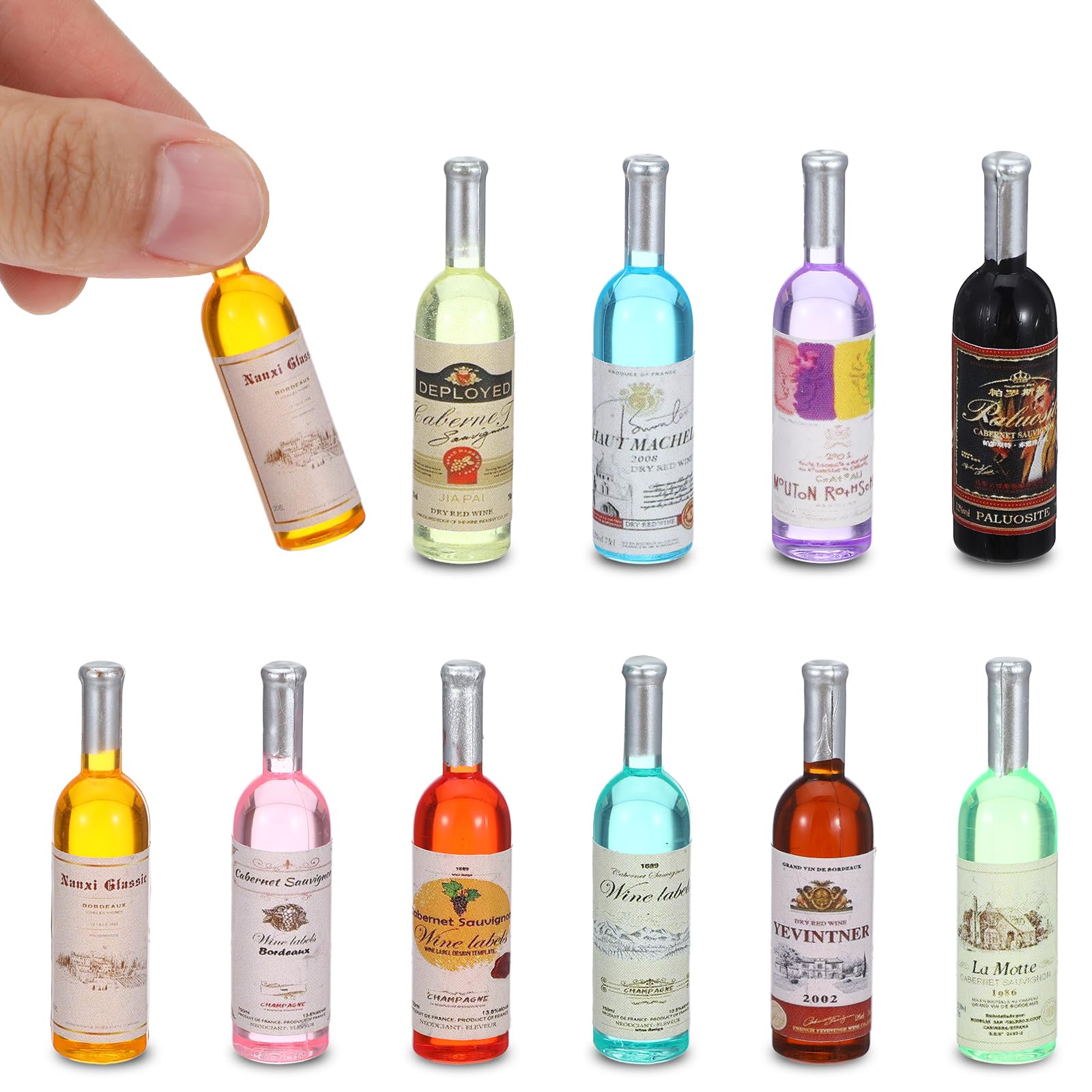 LLOUSSAK 10pcs mini wine bottle toppers add realism to dollhouse scenes.