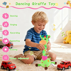 LLUKEME giraffe plush with embroidered eyes emphasizes soft, friendly details.