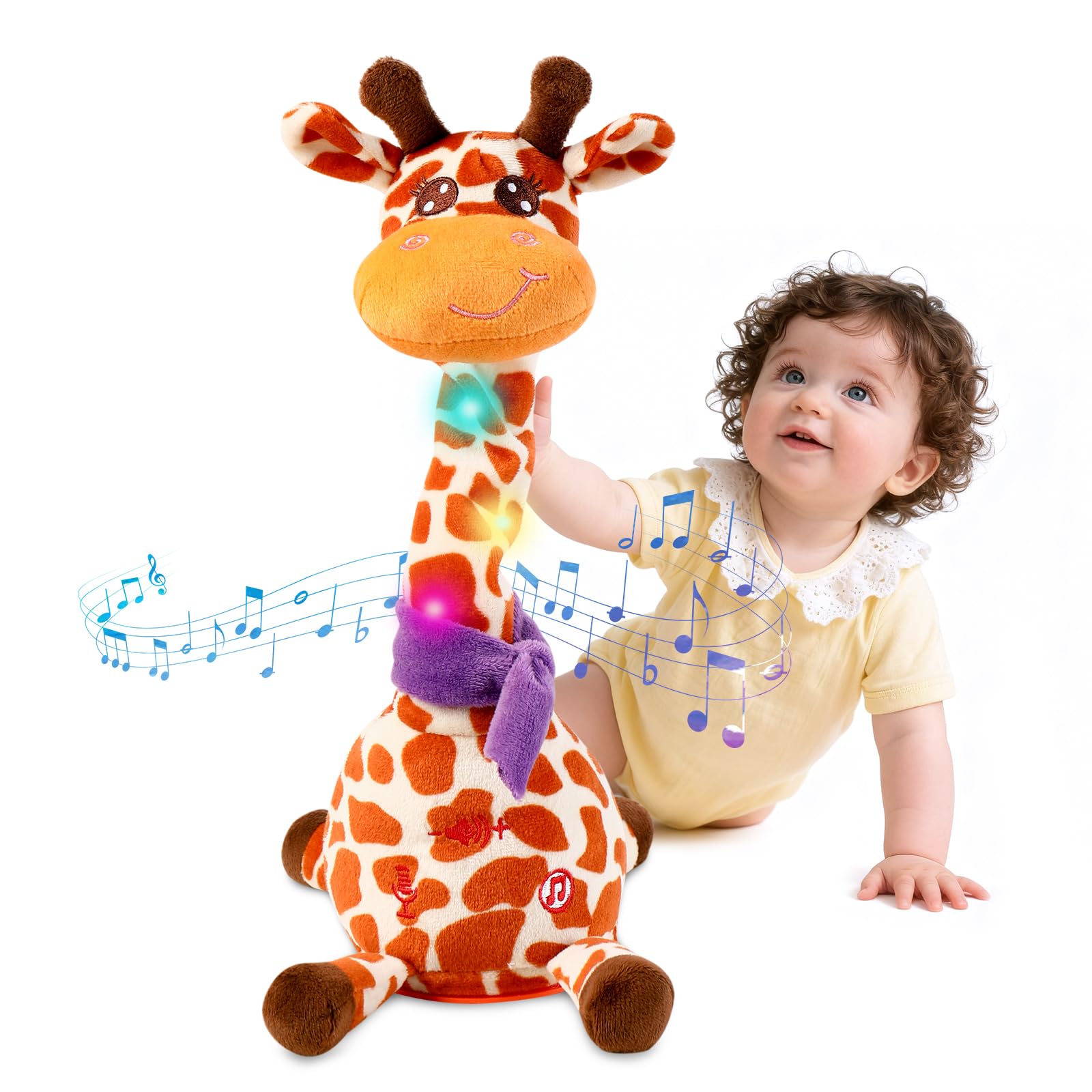 LLUKEME Dancing Giraffe Toy with glowing neck for interactive play.