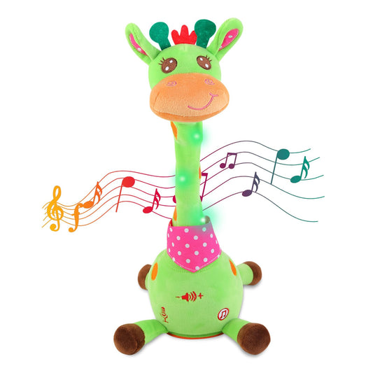 LLUKEME dancing giraffe toy with glowing neck, ideal for bedtime light and motion play.