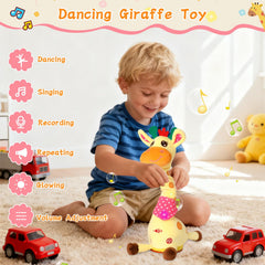 LLUKEME Dancing Giraffe toy recording function stores your message for playback.