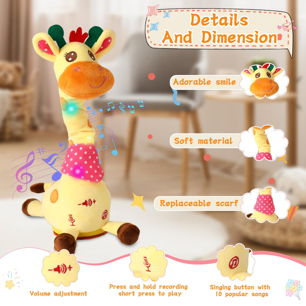 LLUKEME Dancing Giraffe toy sings along to invite children to join in.