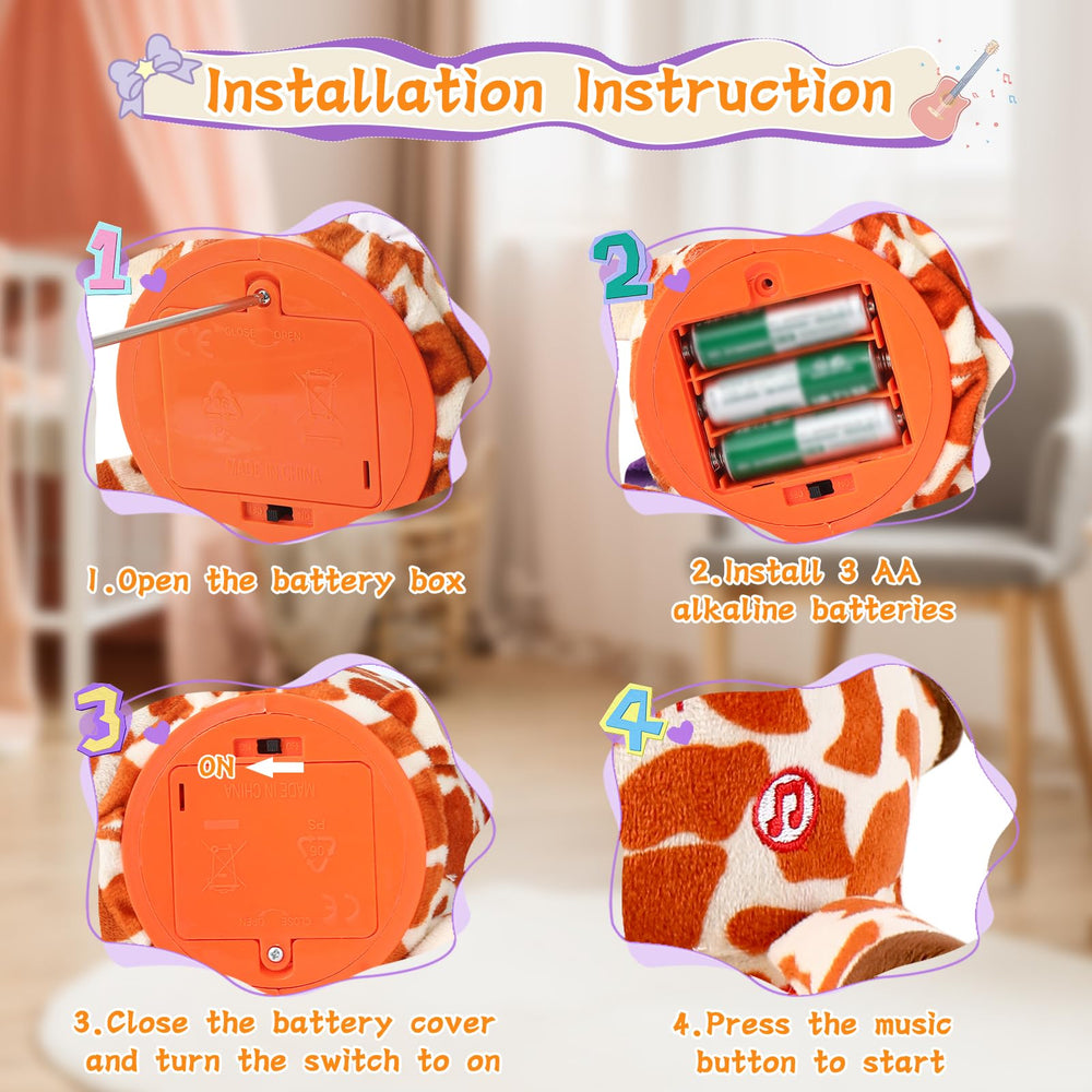 LLUKEME Dancing Giraffe Toy plush surface for soft cuddles on trips.