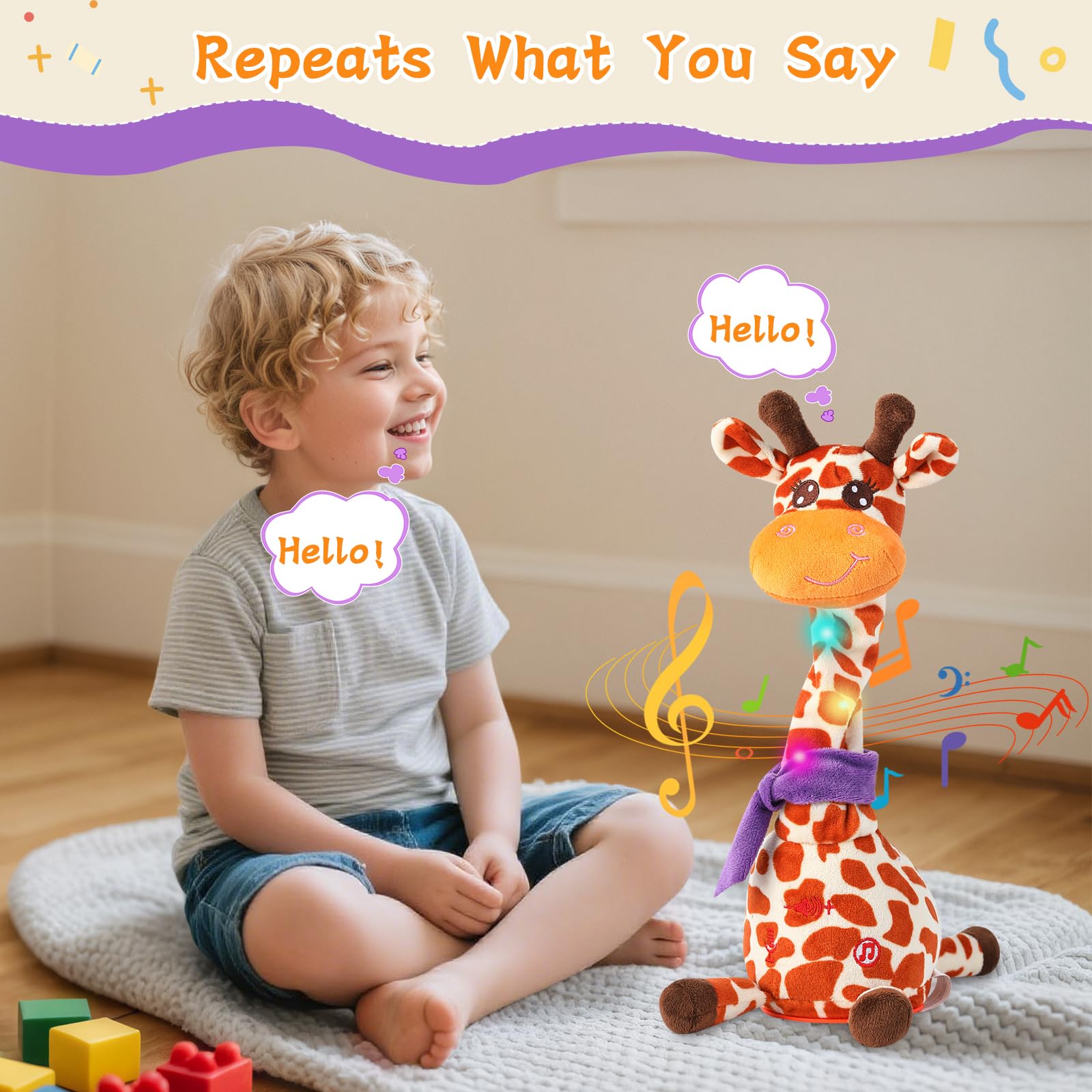 LLUKEME dancing talking giraffe toy recording action captures messages