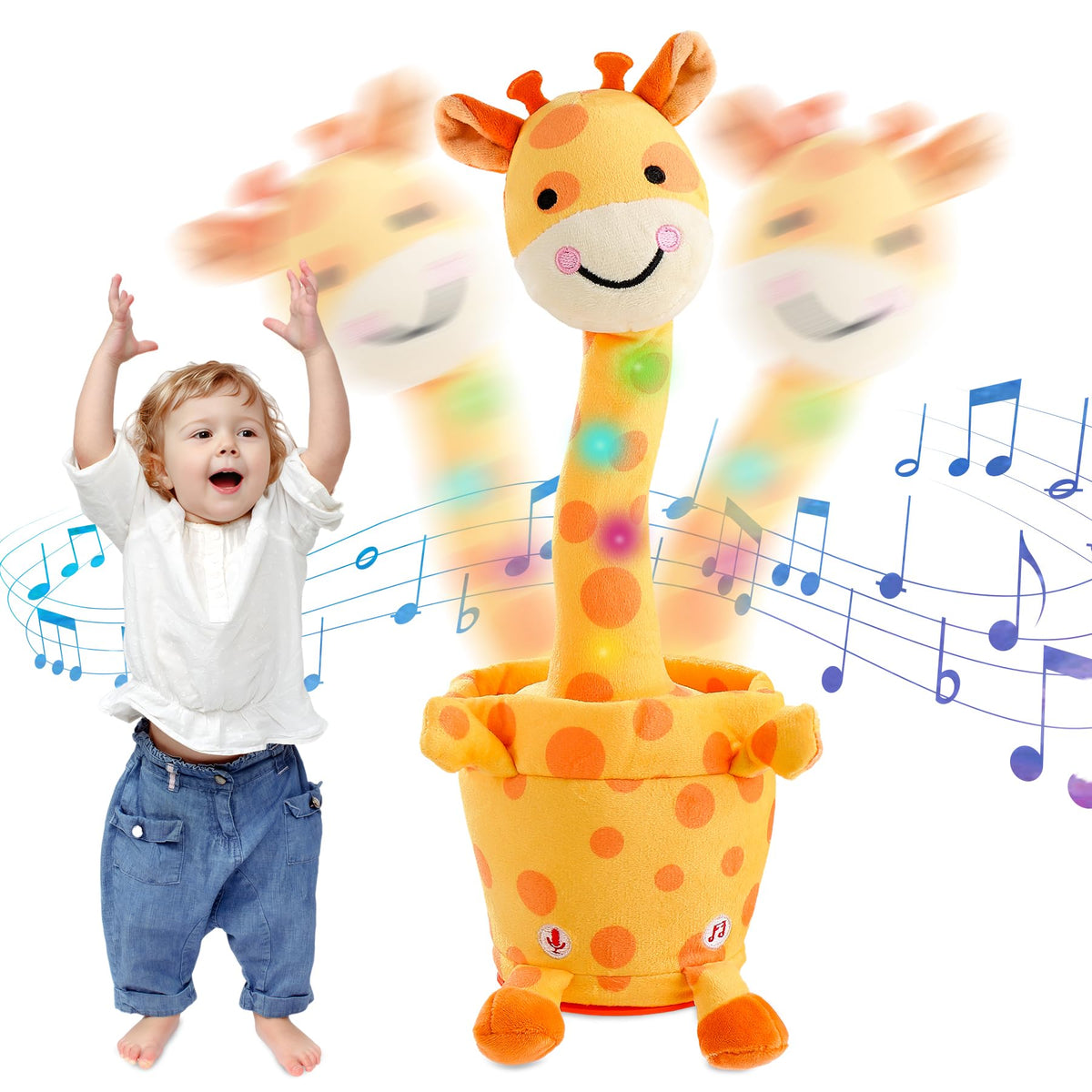 LLUKEME dancing talking giraffe toy smiling face engages toddlers during playtime
