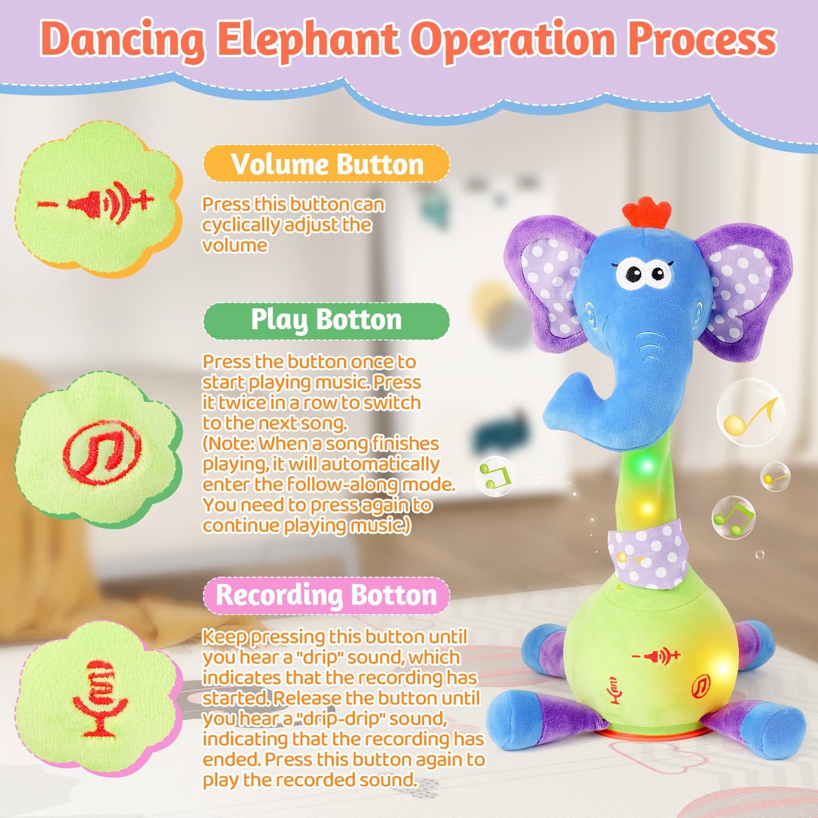 LLUKEME Elephant bells provide gentle tinkles during swaying
