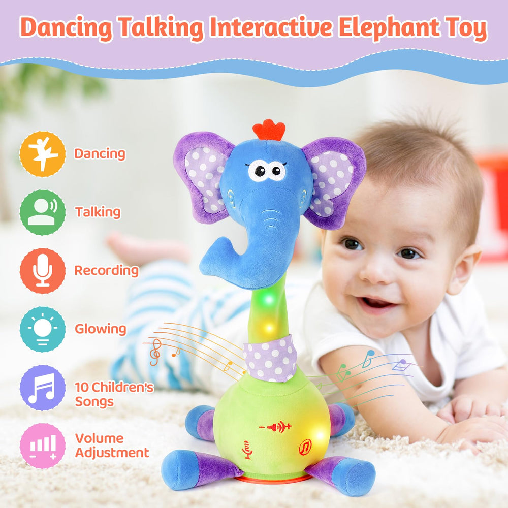 LLUKEME Elephant plush sway and dance with lights for captivating visual stimulation