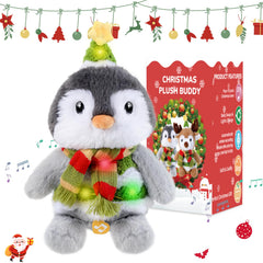 LLUKEME penguin stuffed animal dancing plush with warm light for cozy evenings