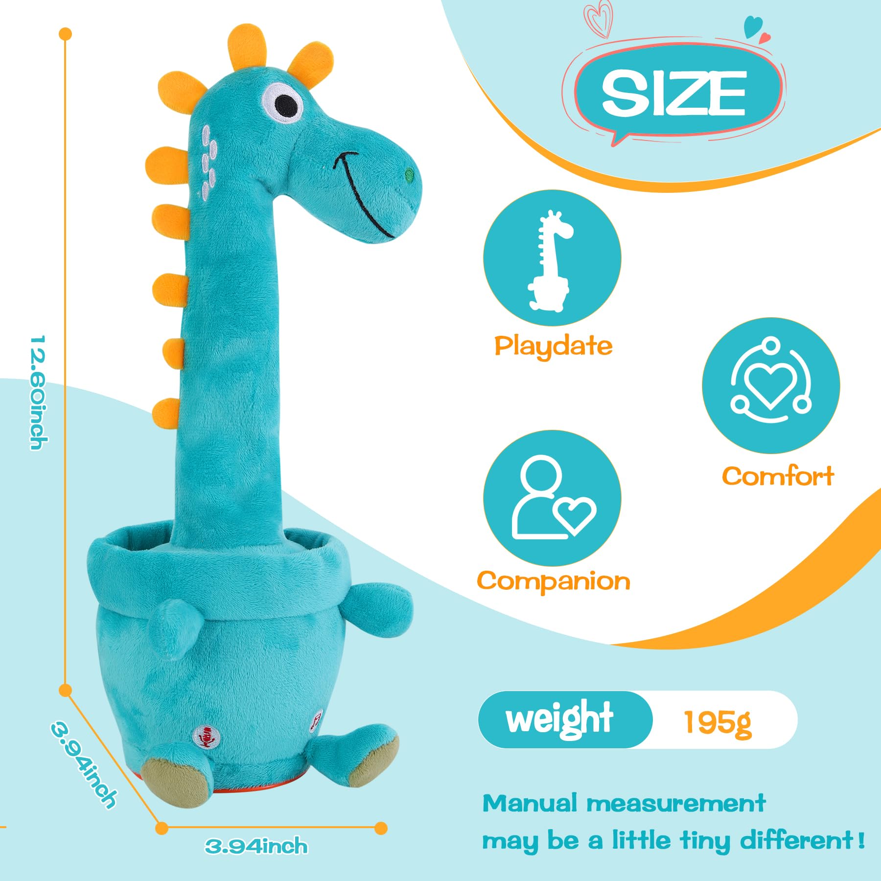 LLUKEME plush giraffe with embroidered eyes offers soft, comforting touch.
