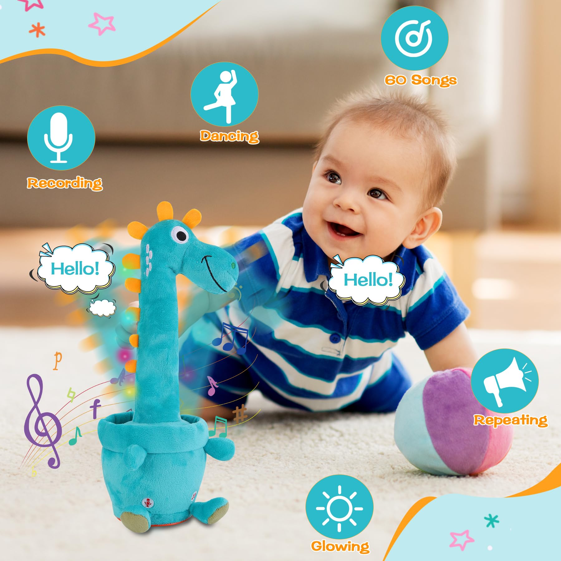 LLUKEME giraffe toy records your voice and plays it back.