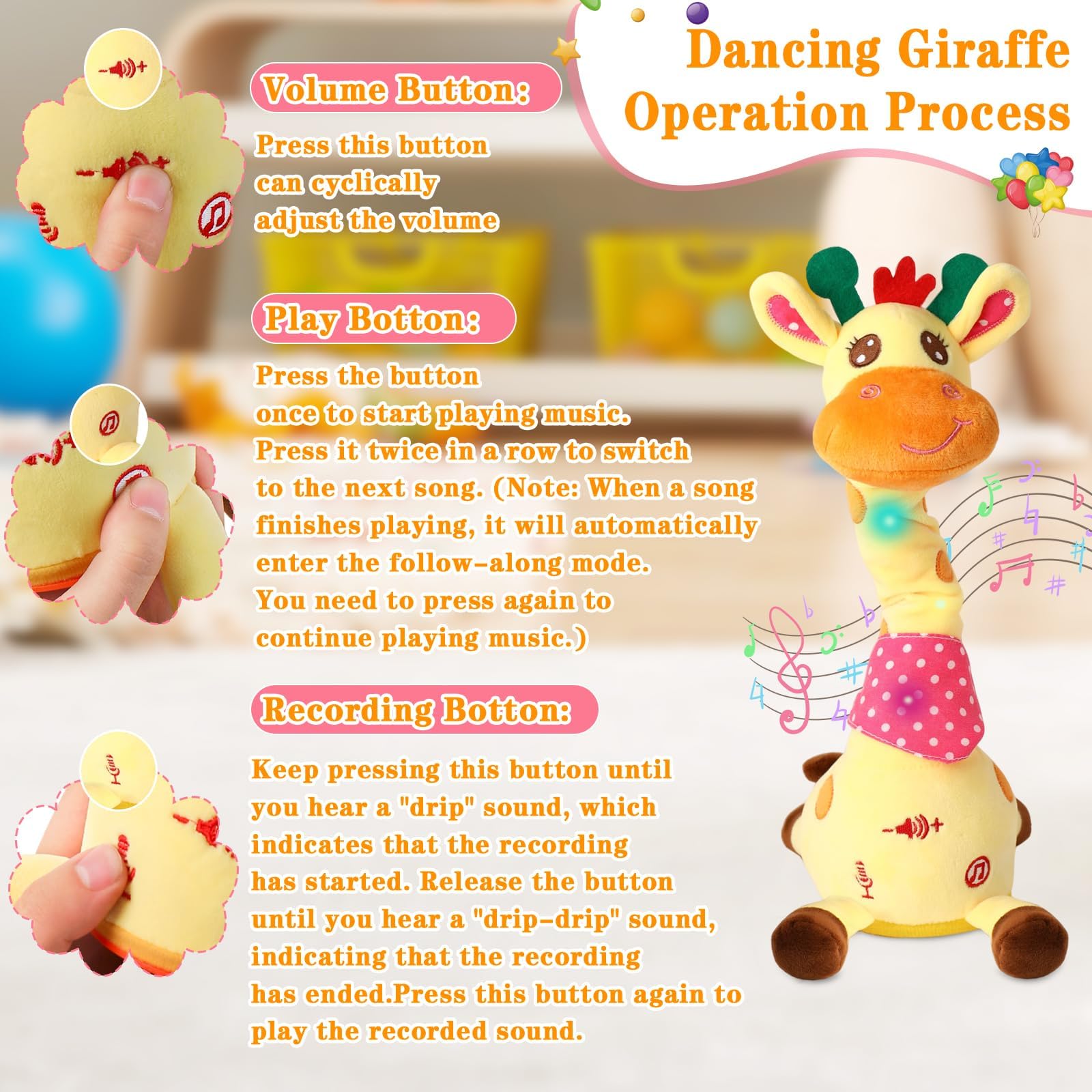 LLUKEME recording giraffe toy capturing messages for gifting moments.