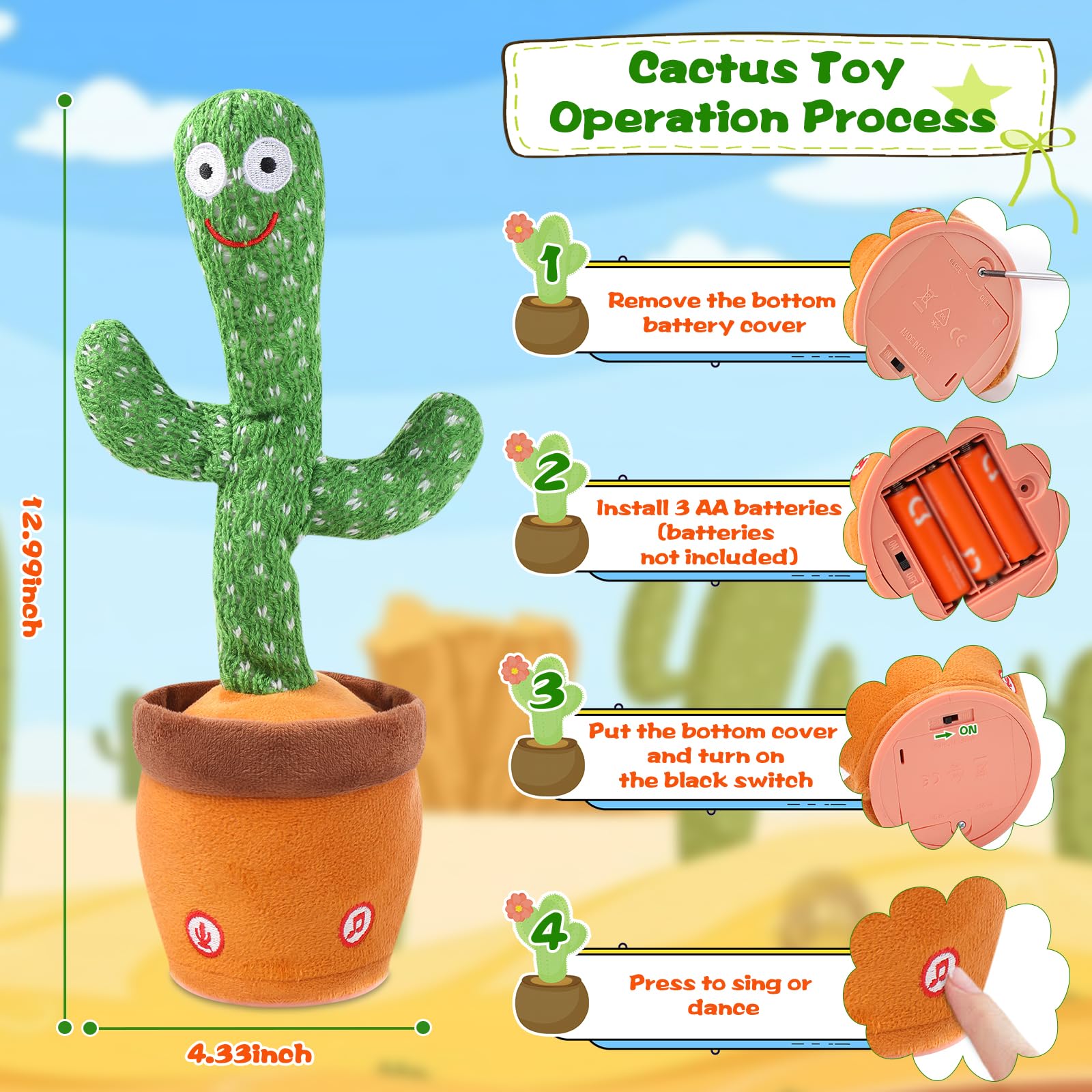 LLUKEME plush cactus is soft and safe for little hands