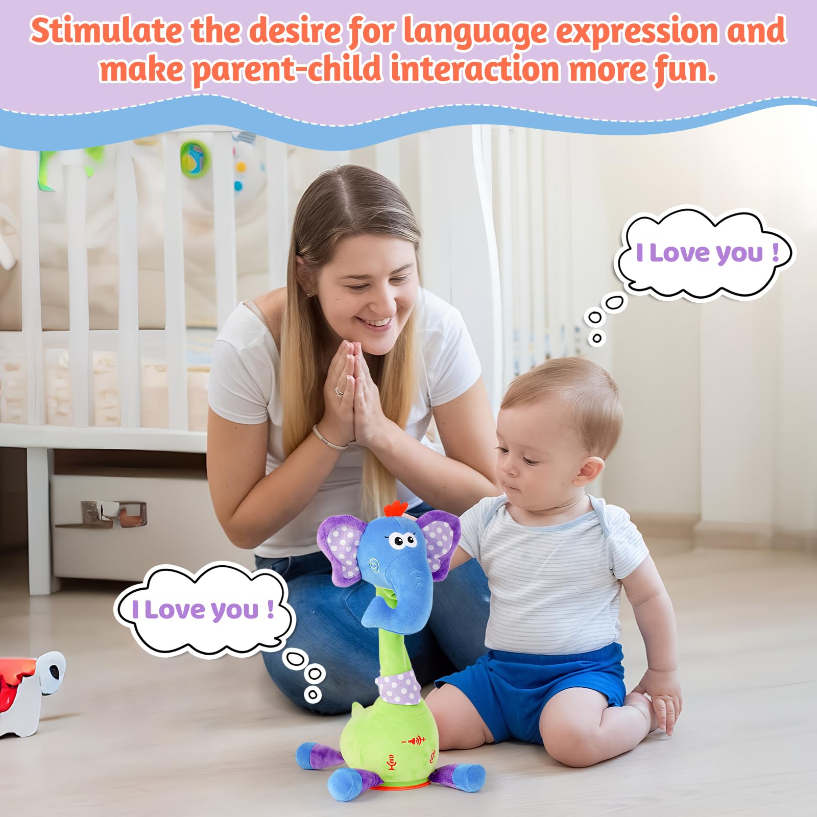 LLUKEME Talking Elephant mouth squeaker invites interaction and voice exploration