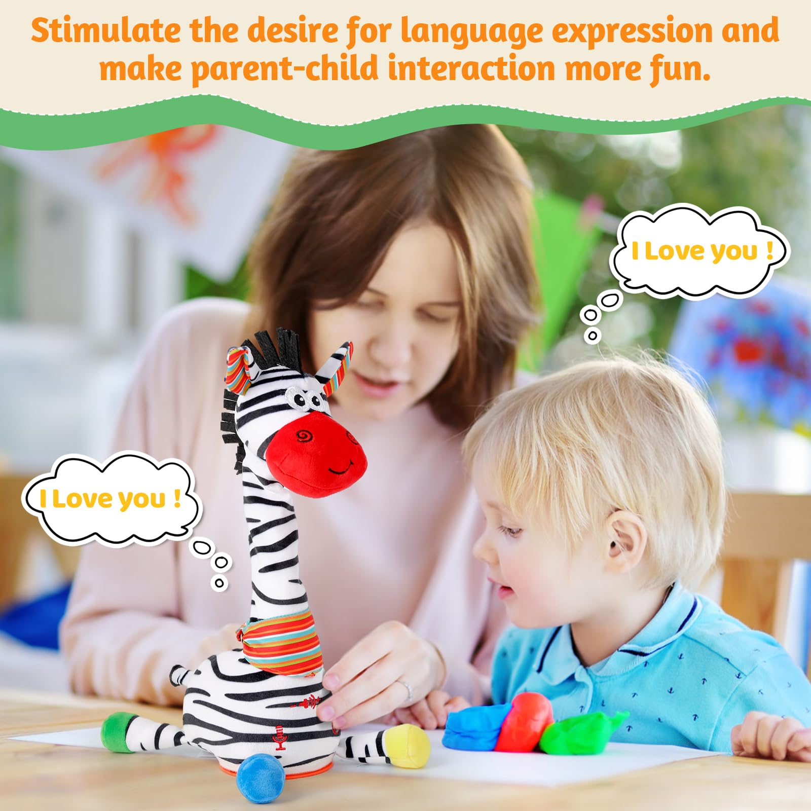 LLUKEME Zebra toy press-squeaker emits a cute chirp.