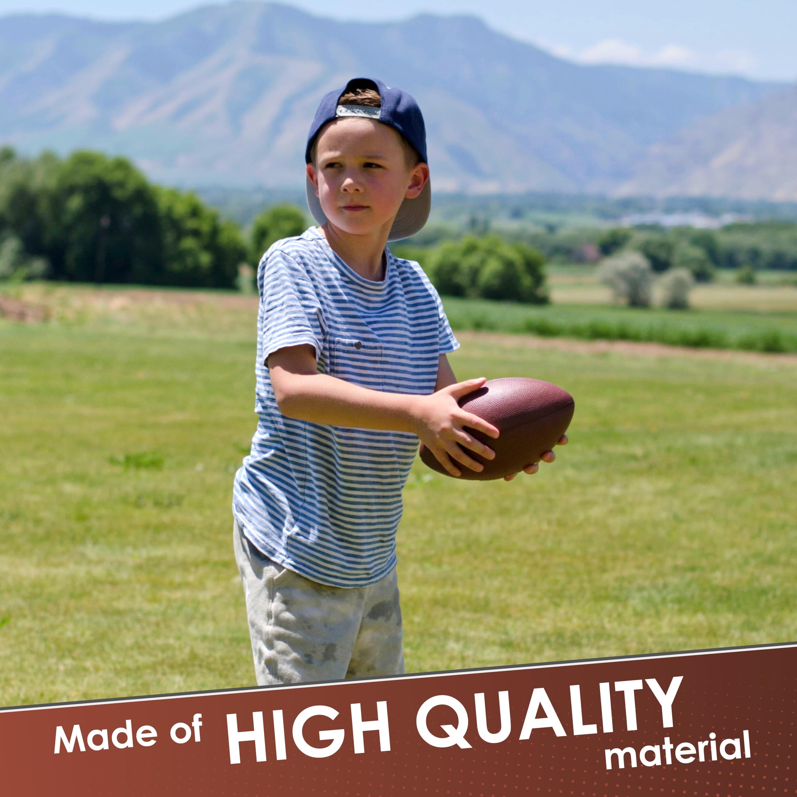 LMC Products brown foam football held by kids and adults for skill building