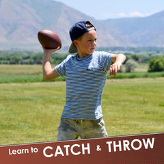 LMC Products brown foam football in hand for easy grip and throwing
