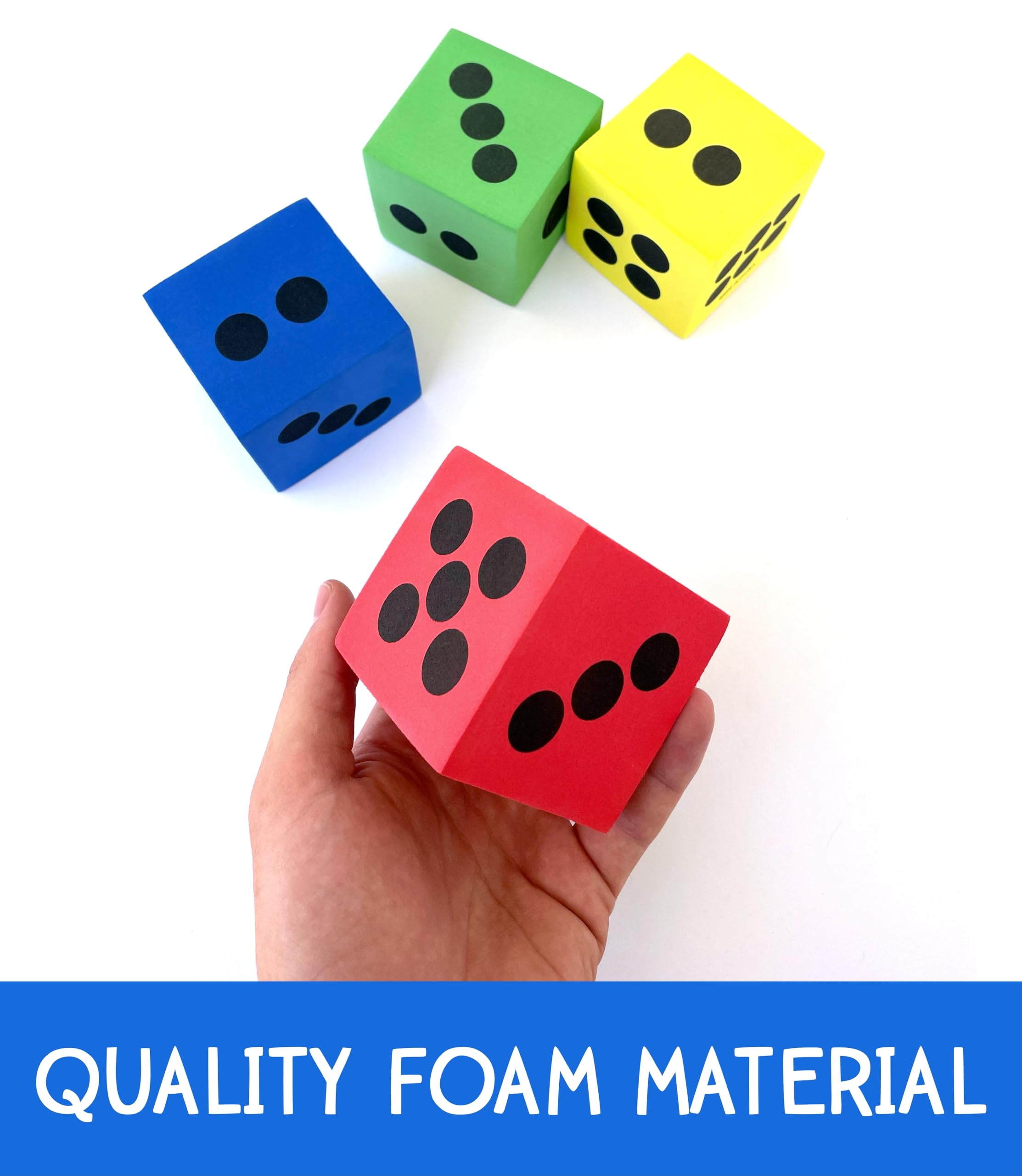 LMC Products dice on a table ready for kids’ play.
