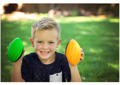 LMC Products green mini football, lightweight for quick passes.