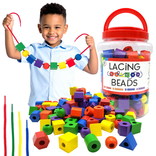 LMC Products wooden beads close-up showing 120 beads in six colors for color sorting