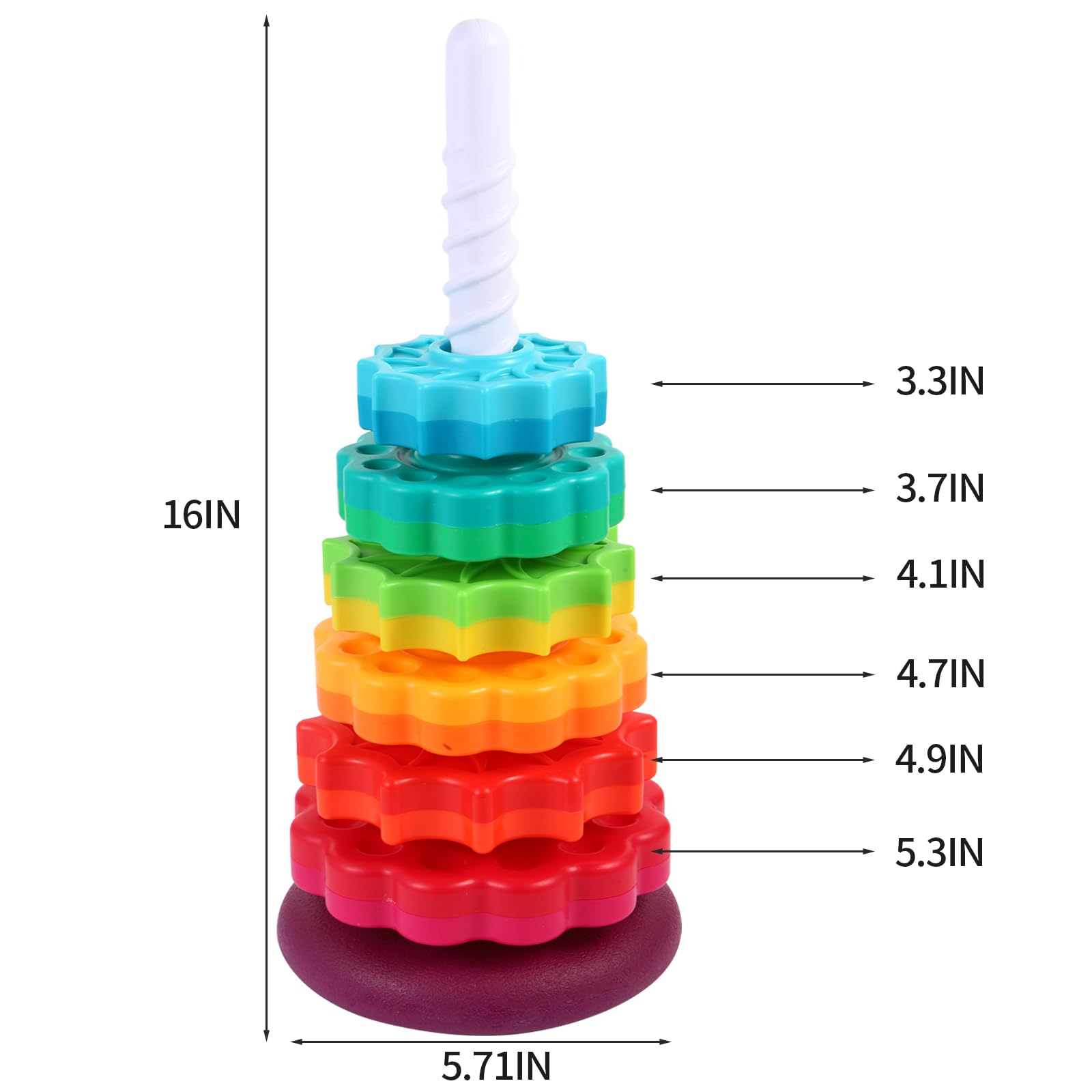 LMTNNB toy supports hand-eye coordination during stacking and rotating play.