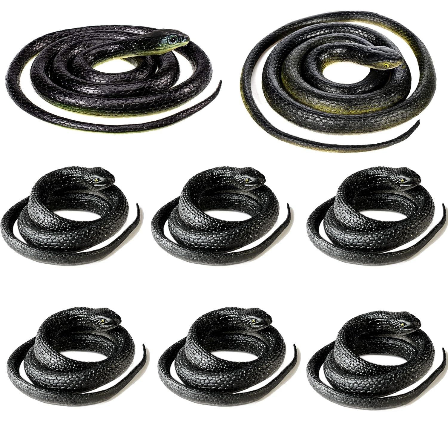 Lnbeyw large black rubber snake 49-inch, lifelike texture helps deter birds in the garden.