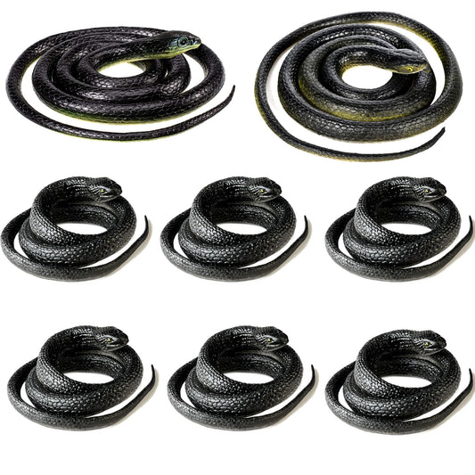 Lnbeyw large black rubber snake 49-inch, lifelike texture helps deter birds in the garden.