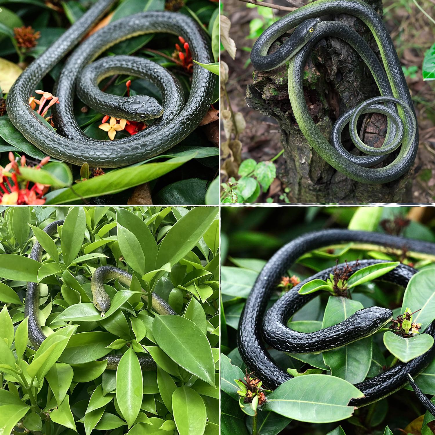 Lnbeyw large black rubber snake 49-inch, flexible prop for pranks and decor.