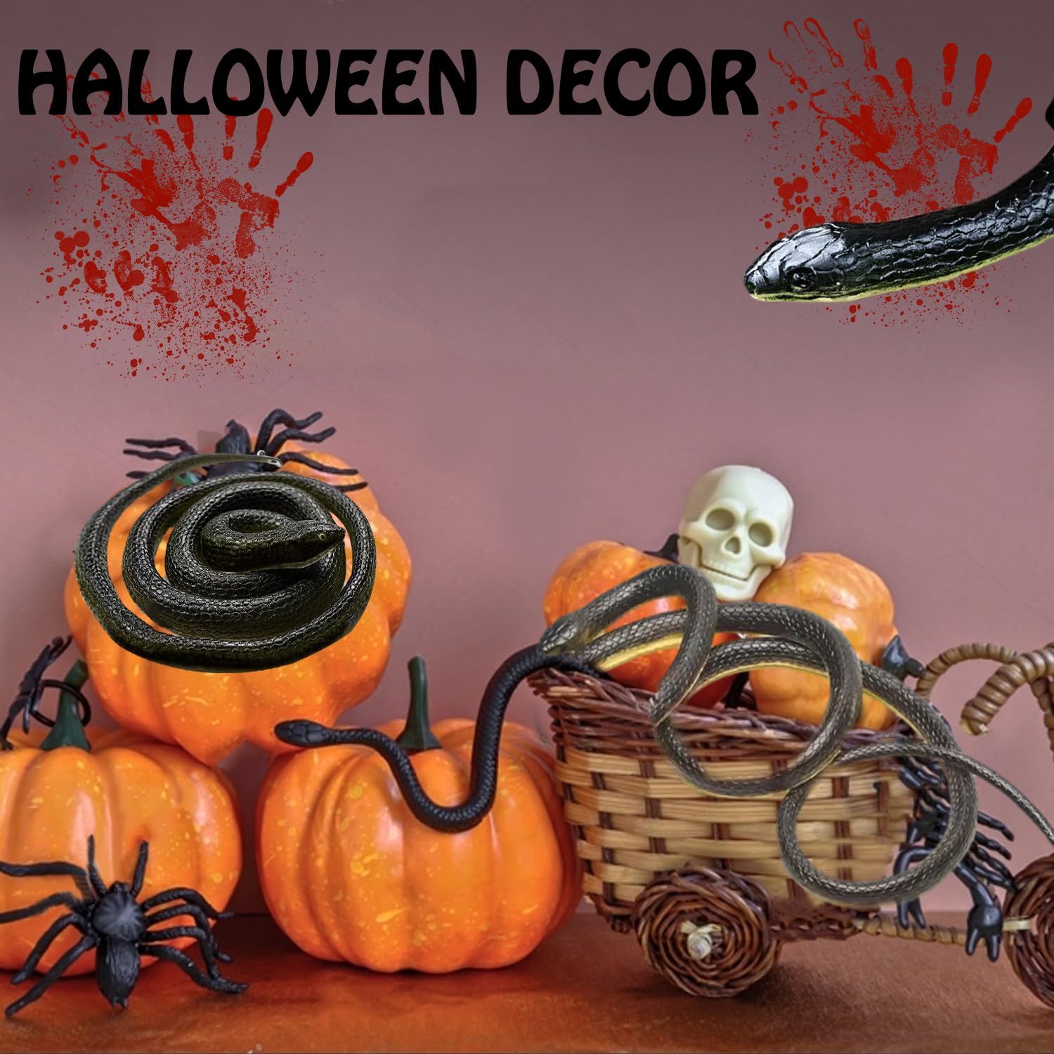 Lnbeyw medium black rubber snake 29-inch, lifelike texture for realistic set pieces.