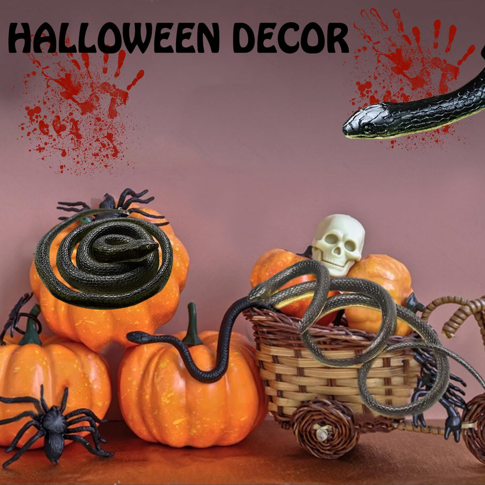 Lnbeyw medium black rubber snake 29-inch, lifelike texture for realistic set pieces.