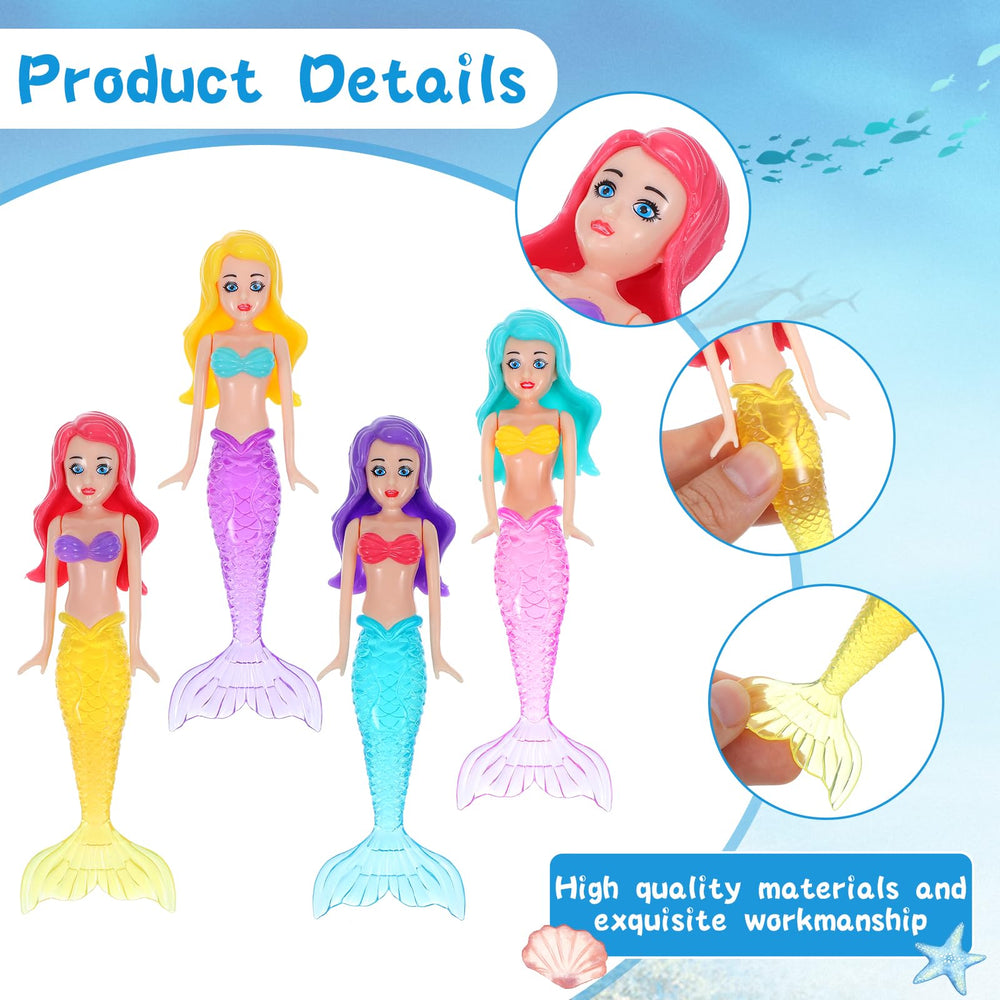 Lnngub bright color mermaid toys attract underwater attention and support color recognition.