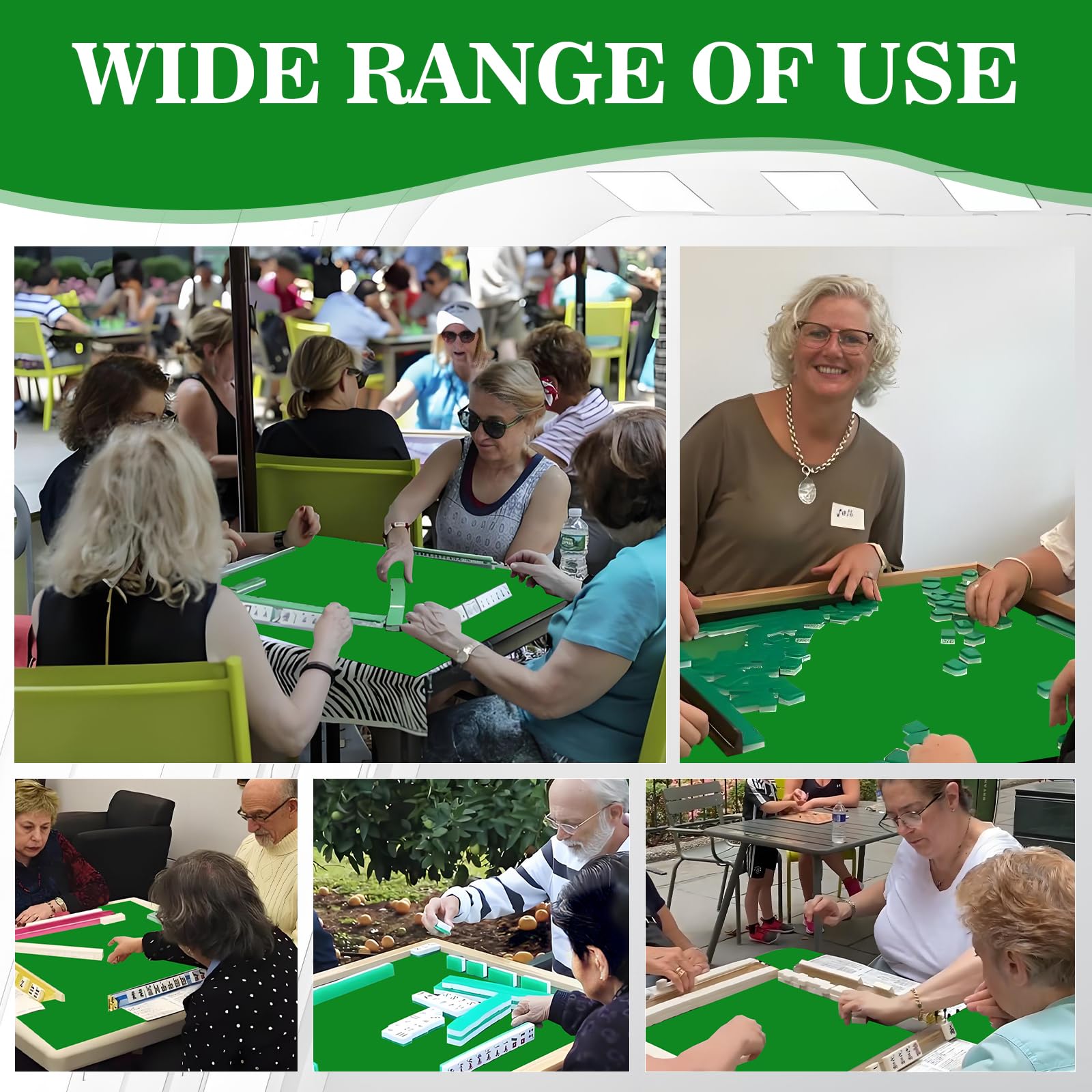 Lnoauys Mahjong Mat green underside anti-slip feature keeps mat in place