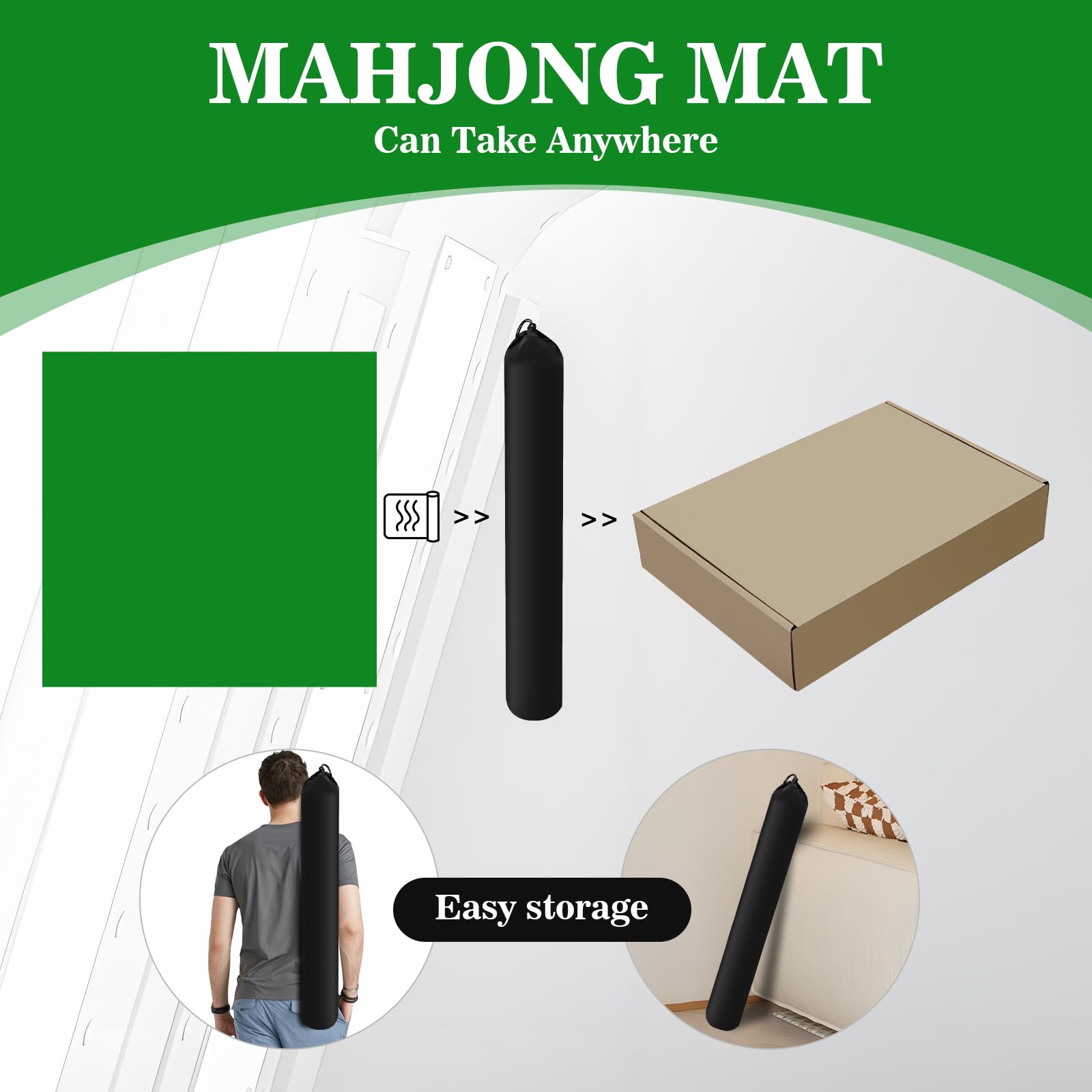 Lnoauys Mahjong Mat green used for poker night with friends